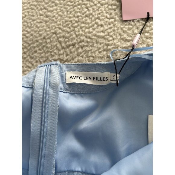 Avec Les Filles Linen Blend Crop Tank Top Ice Blue Size S - Picture 5 of 8